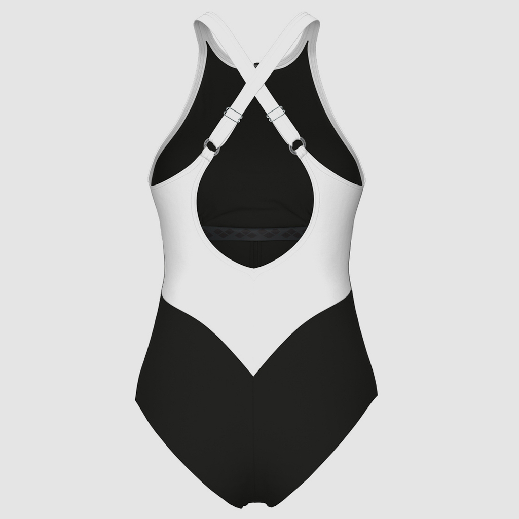 W Arena Swimsuit Silvia Cross Back C Cup Figurformender Badeanzug black/white/black rueckseite_bild_brandshop