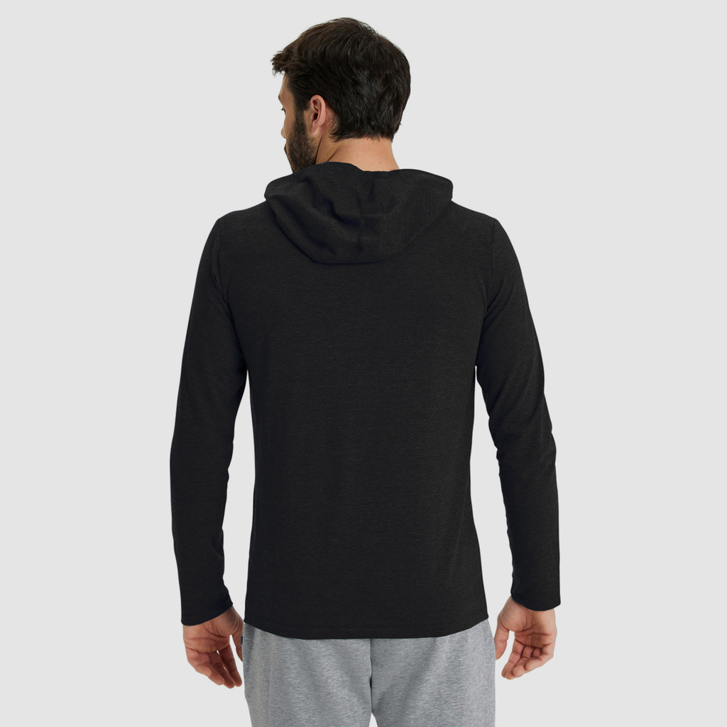 Team Hooded Long Sleeve T-Shirt Panel black heather model_bild_back_brandshop