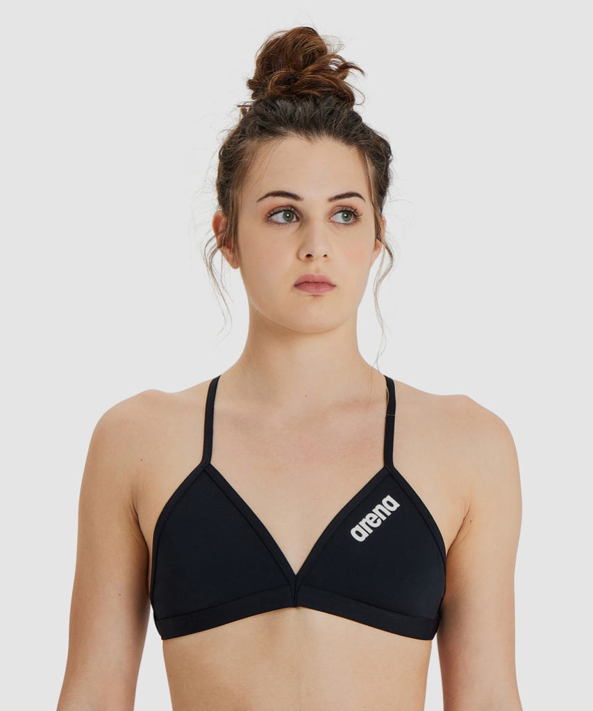 Team Swim Top Tie Back Solid Bikini black/white model_bild_brandshop