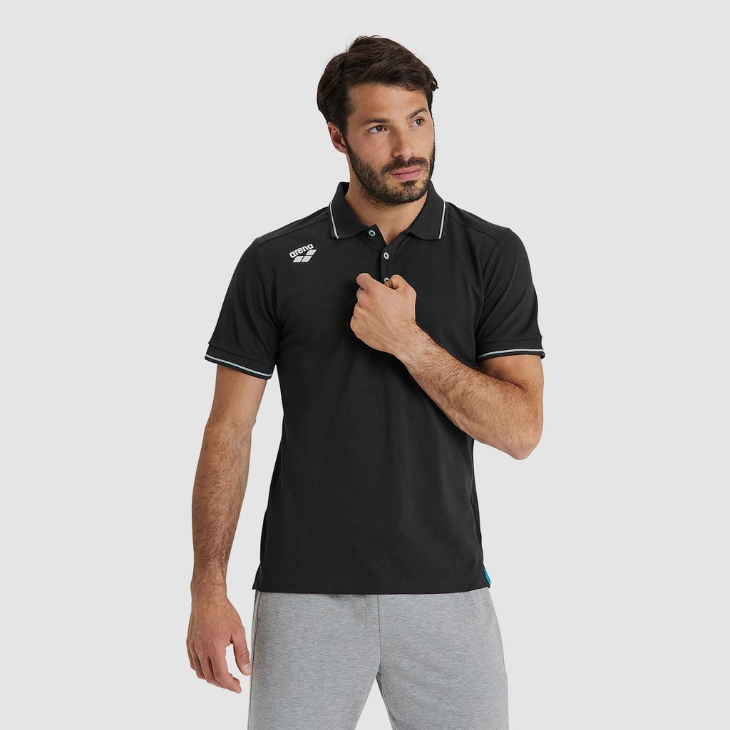 Arena Team Poloshirt Solid Cotton in SCHWARZ