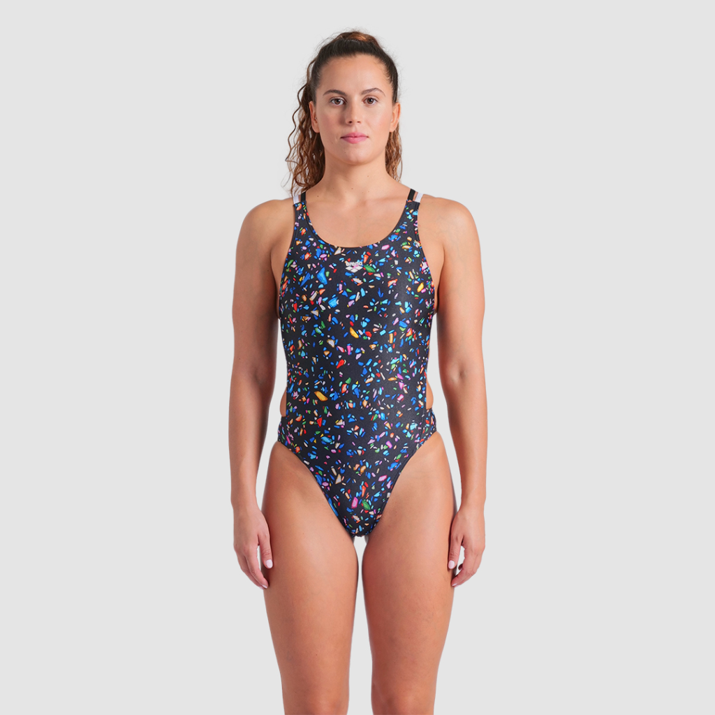 Arena W Arena Confetti Swimsuit Swim Tech Multi Badeanzug in SCHWARZ