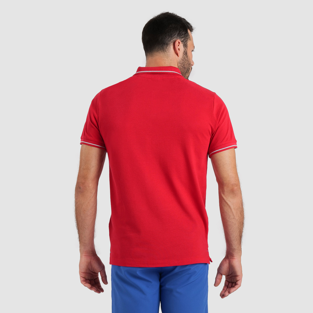 Team Poloshirt Solid Cotton red model_bild_back_brandshop