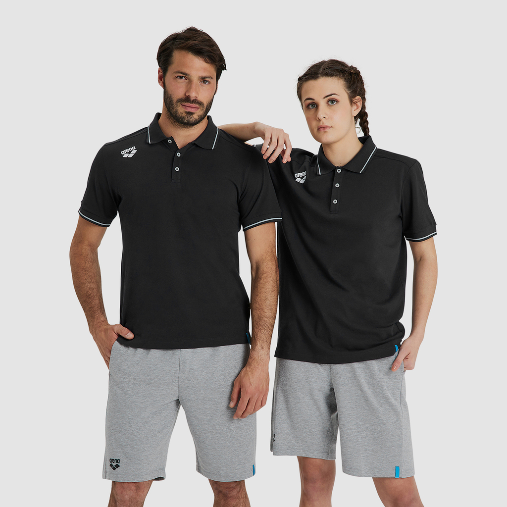 Arena Team Poloshirt Solid Cotton in SCHWARZ