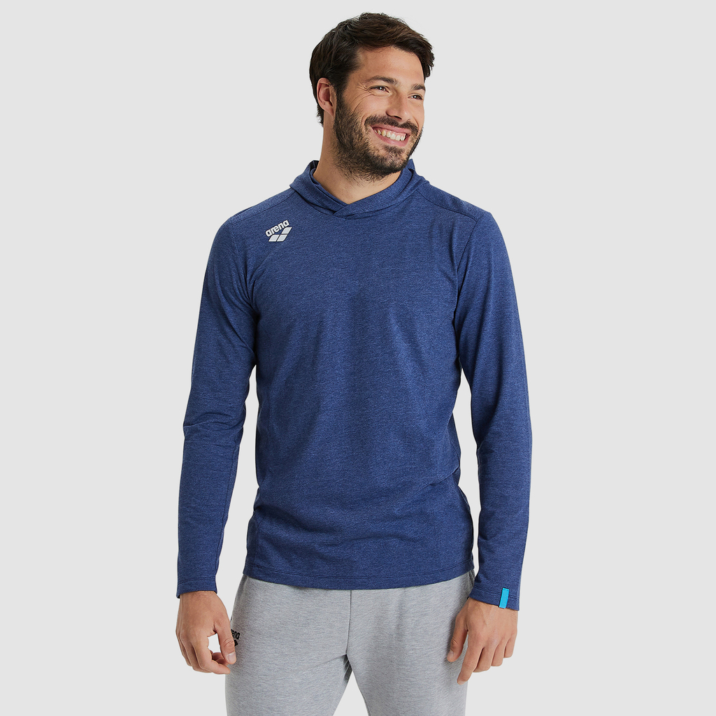 Arena Team Hooded Long Sleeve T-Shirt Panel in BLAU