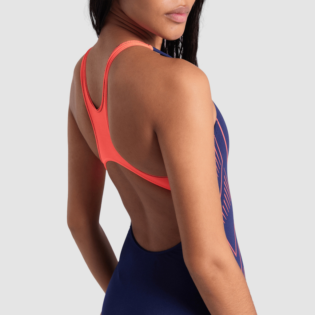 W Arena Reflecting Swimsuit Swim Pro Back Lb Badeanzug navy bright coral