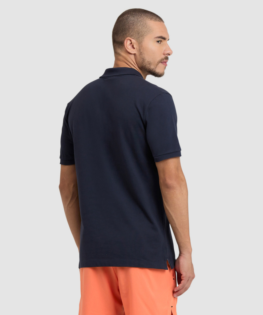 Poloshirt Solid Cotton Piquet navy/aqua model_bild_back_brandshop