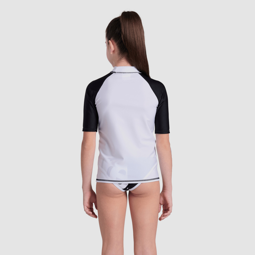 isex Jr Arena Rash Vest S/S Graphic UV Shirt white/black model_bild_back_brandshop