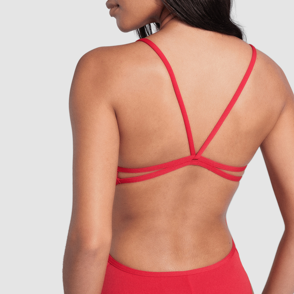 Arena Swimsuit Lace Back Solid Badeanzug in ROT