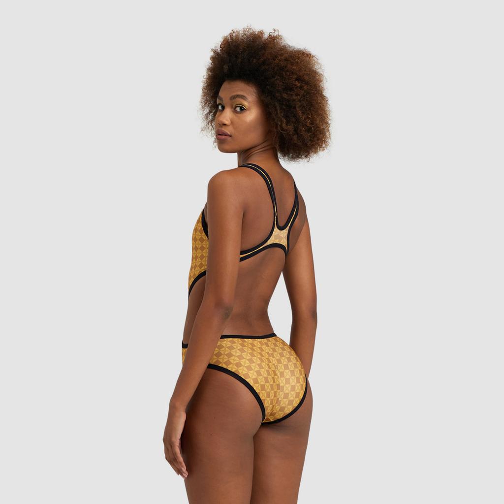 Arena 50th Gold Swimsuit Tech One Back Badeanzug gold multi/black rueckseite_bild_brandshop