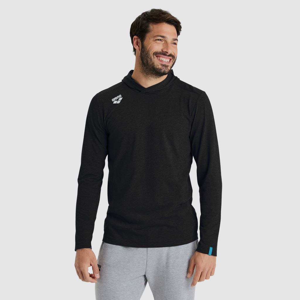 Arena Team Hooded Long Sleeve T-Shirt Panel in SCHWARZ