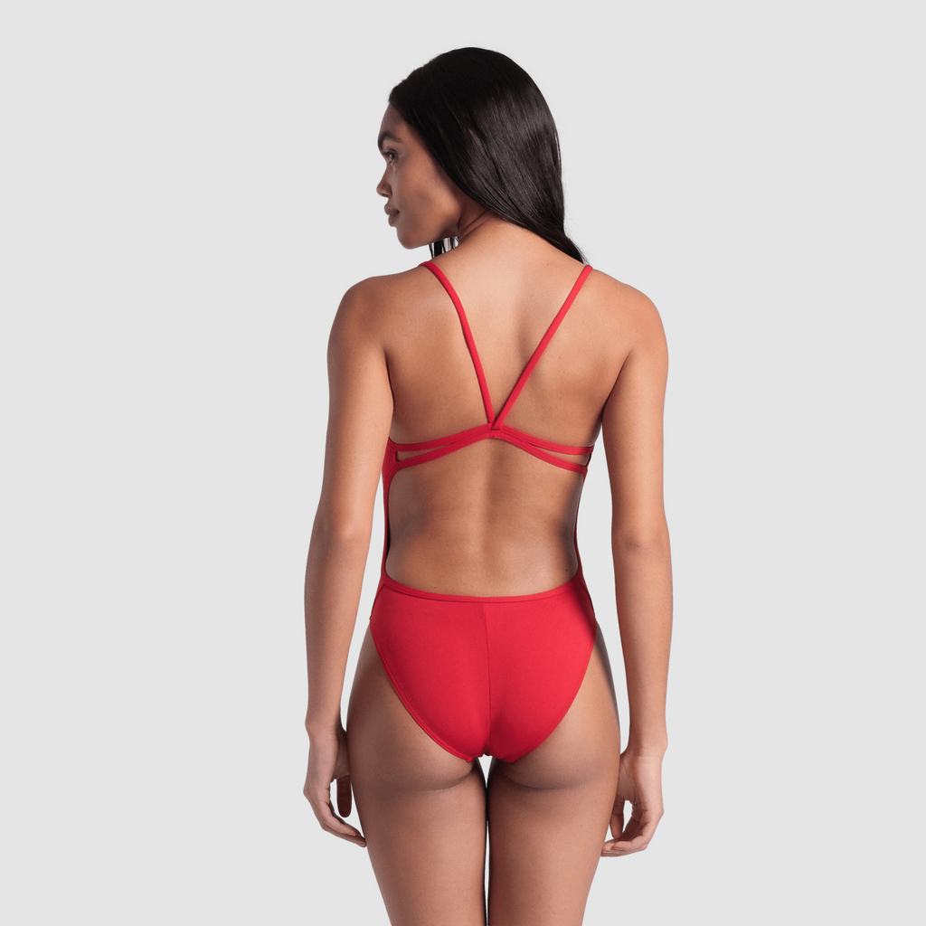 Arena Swimsuit Lace Back Solid Badeanzug in ROT