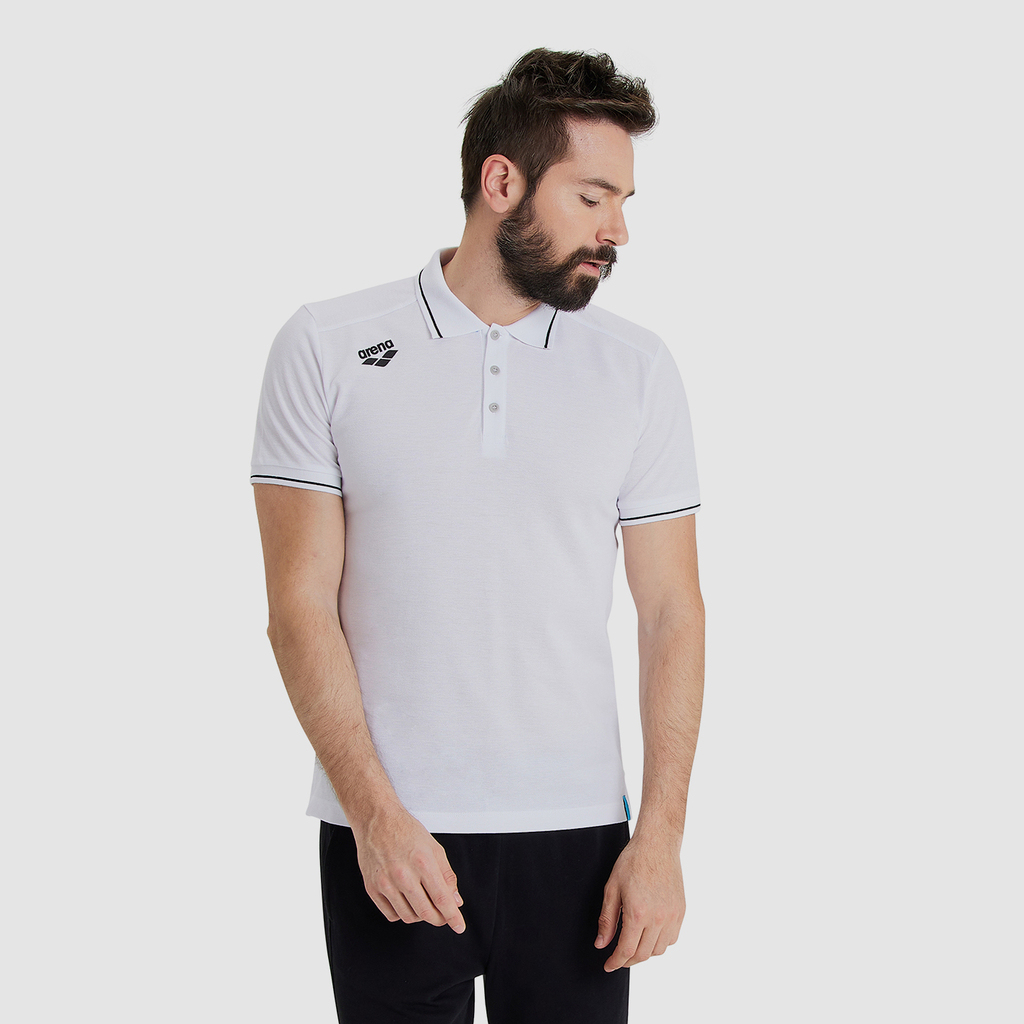 Team Poloshirt Solid Cotton white model_bild_brandshop