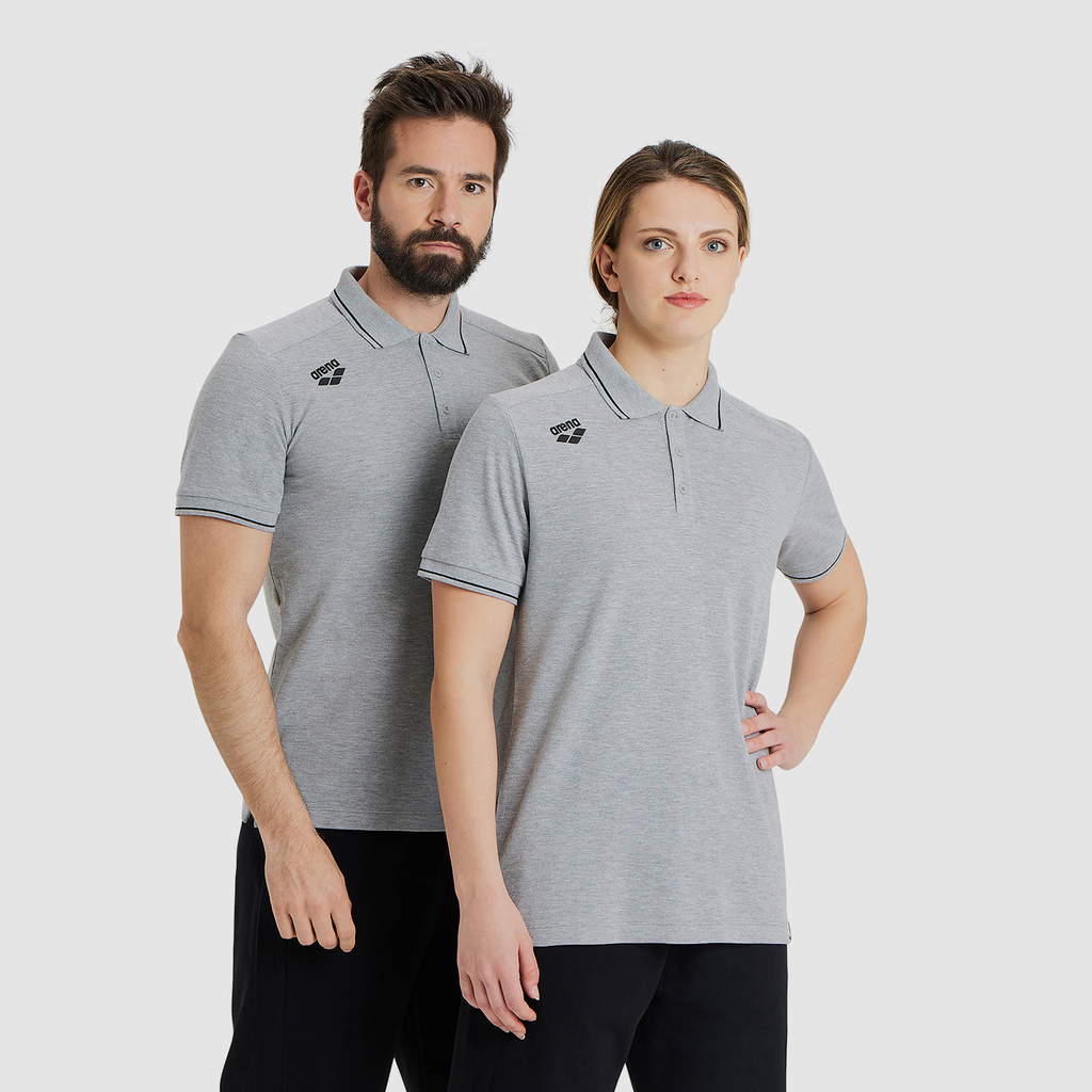 Arena Team Poloshirt Solid Cotton in GRAU