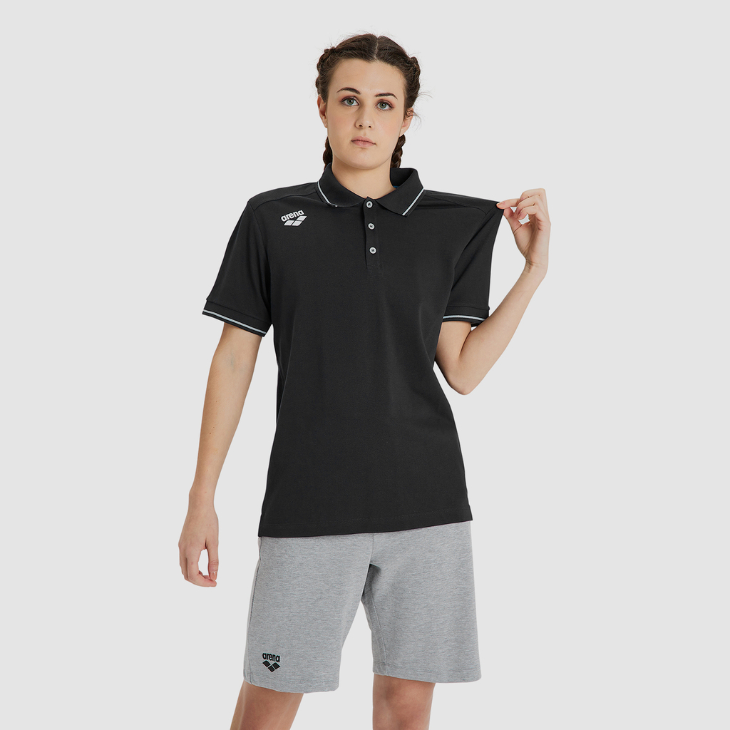 Arena Team Poloshirt Solid Cotton in SCHWARZ