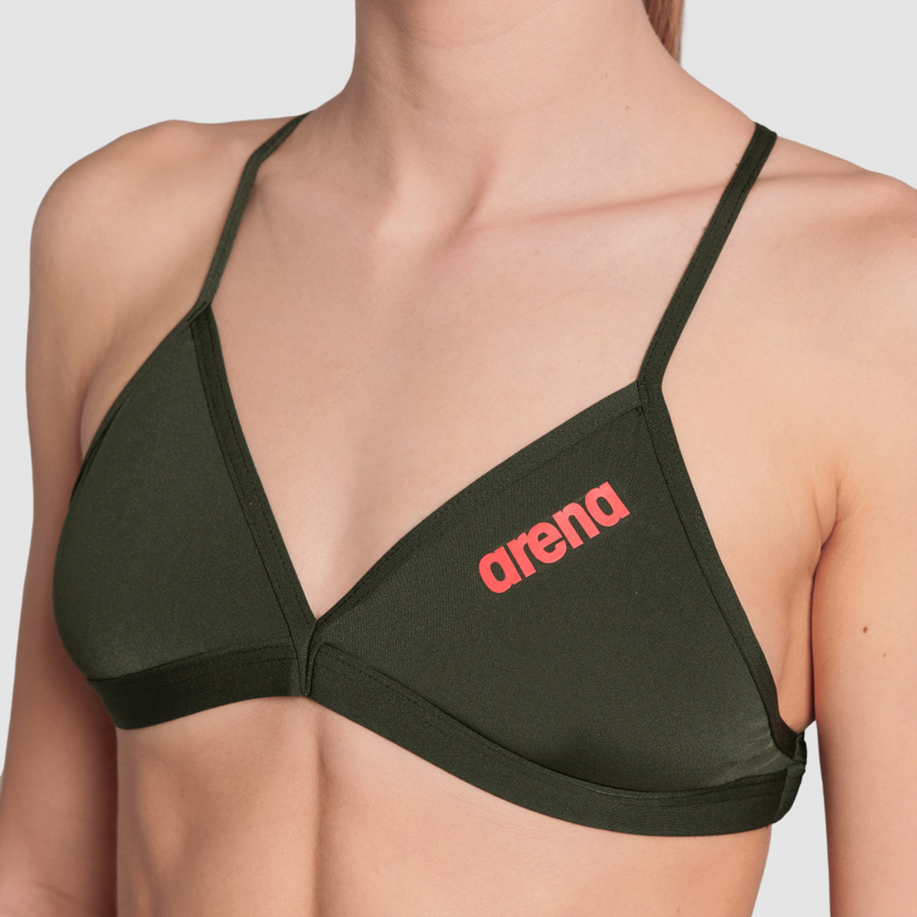 Arena Team Swim Top Tie Back Solid Bikini in GRÜN