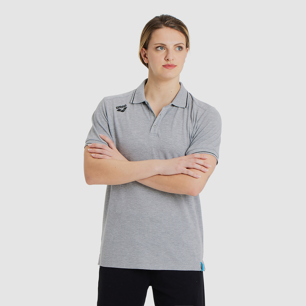 Arena Team Poloshirt Solid Cotton in GRAU