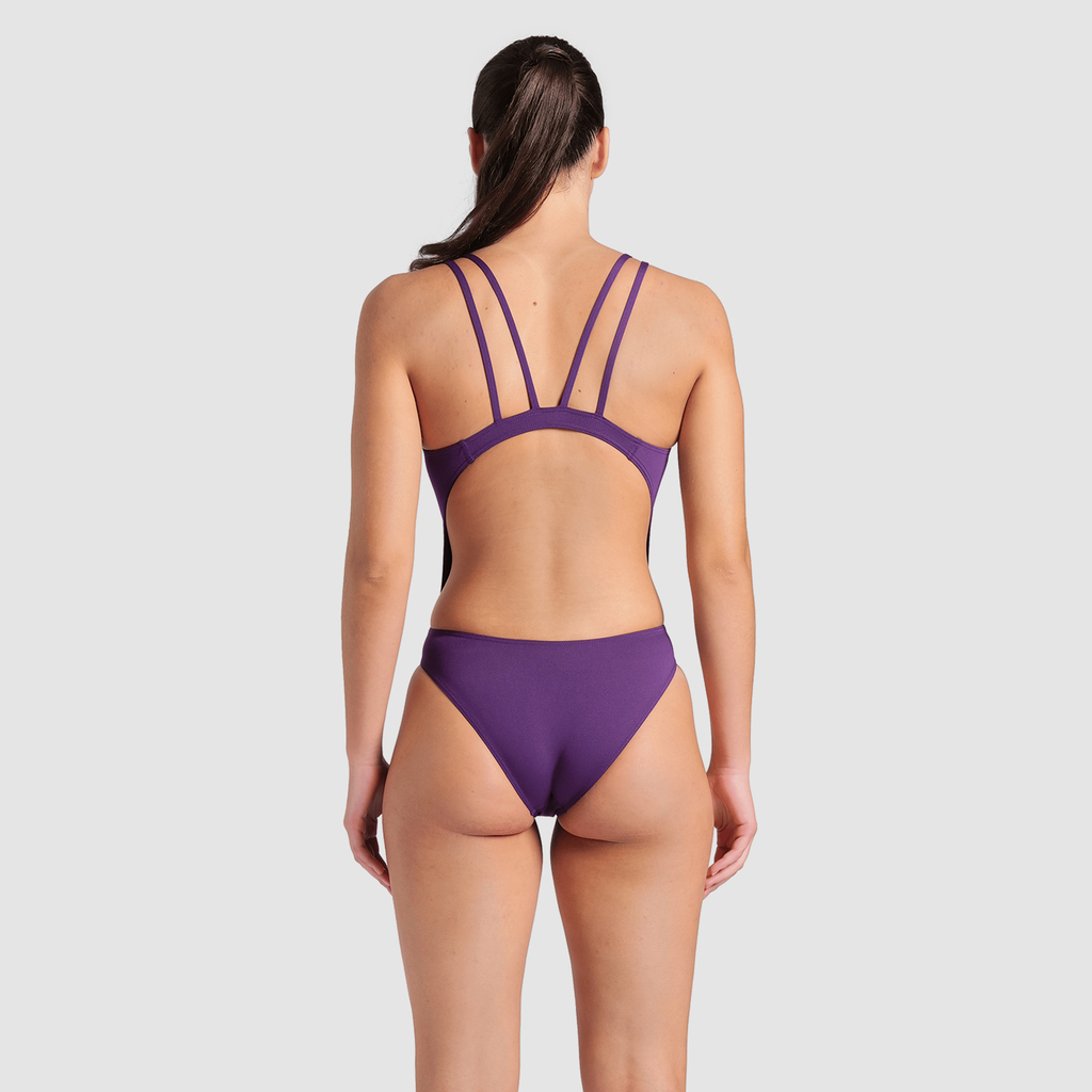 W Arena Swimsuit Tech Multi Solid Badeanzug plum/white rueckseite_bild_brandshop