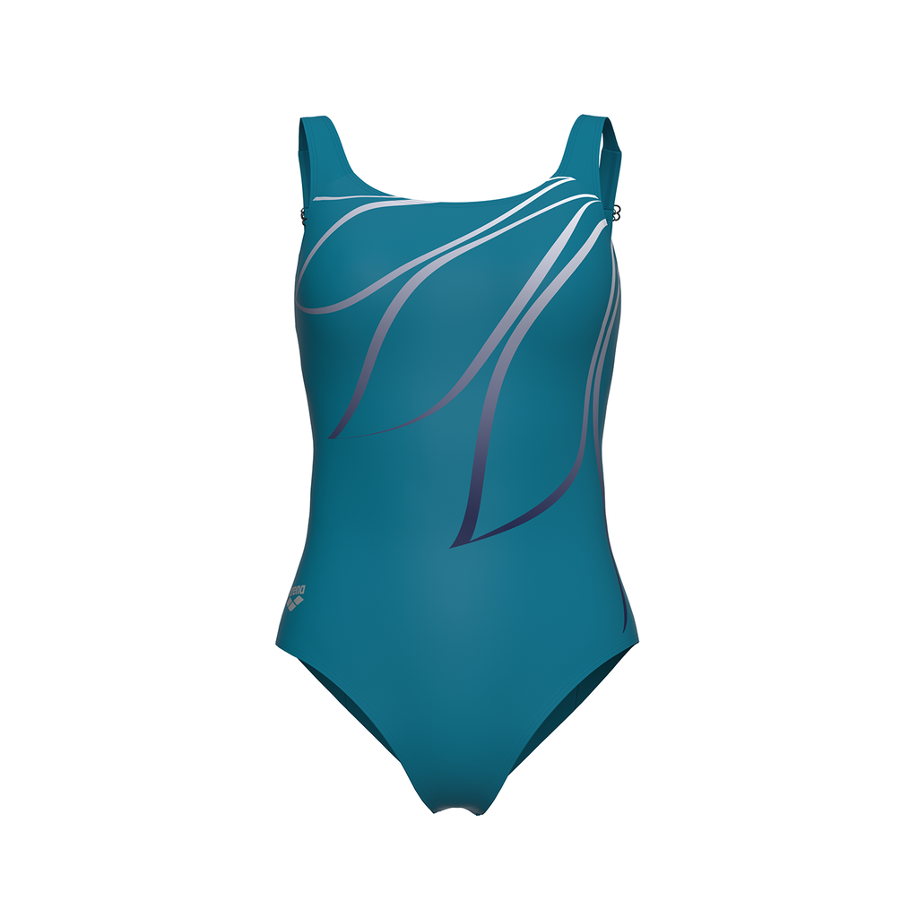 Arena W Arena Swimsuit Giorgia Squared Back C Cup Figurformender Badeanzug in GRÜN