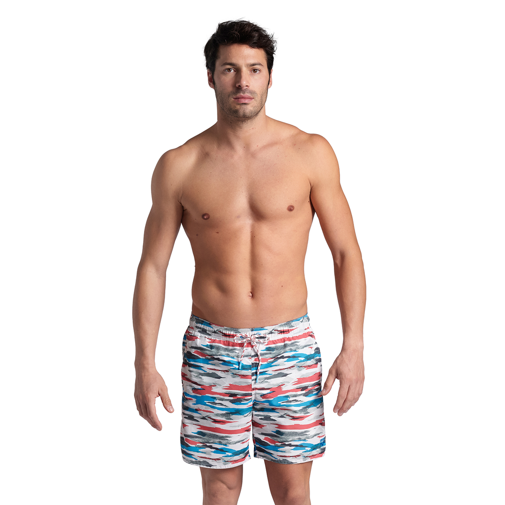 M Beach Boxer Allover Beach Short white/turquoise multi model_bild_brandshop