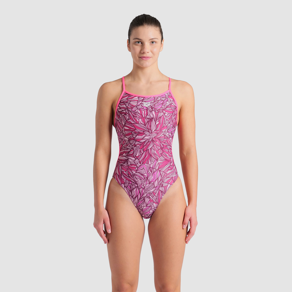 Arena W Arena Pink Dahlia Swimsuit Lace Back Badeanzug in PINK