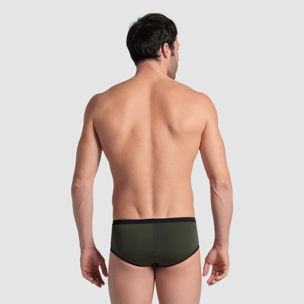 M Arena One 12Cm Swim Briefs Big Logo Swim Slip dark sage model_bild_back_brandshop