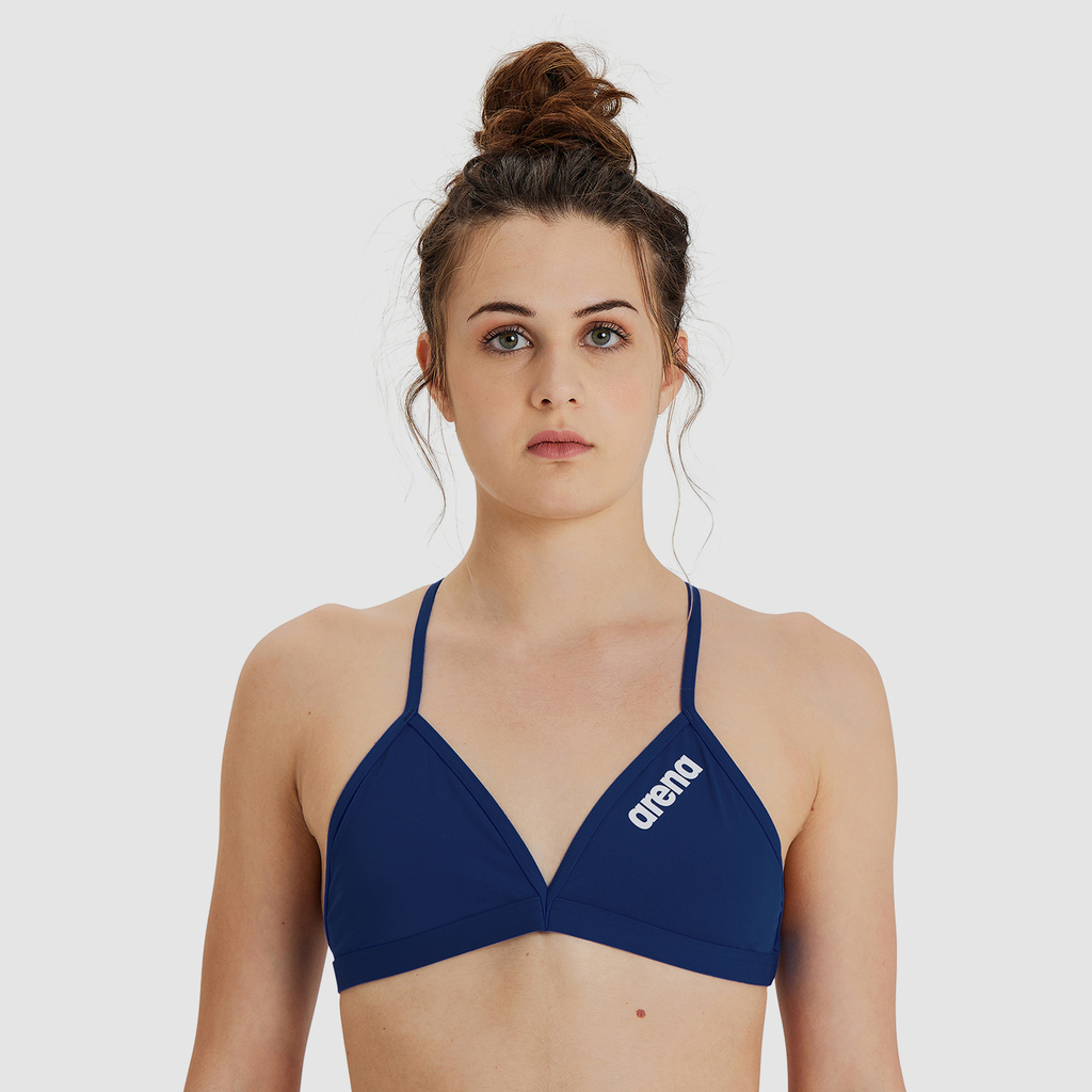 Arena Team Swim Top Tie Back Solid Bikini in BLAU