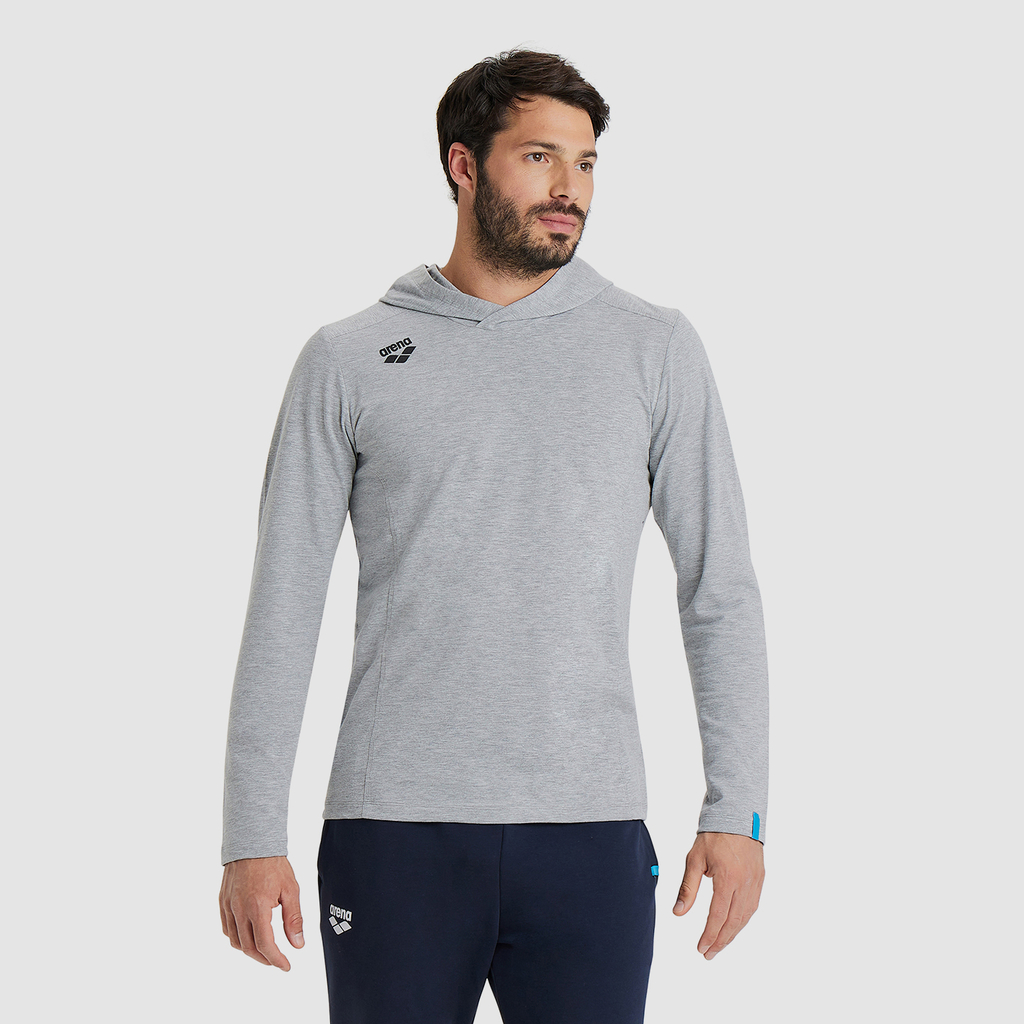 Team Hooded Long Sleeve T-Shirt Panel medium grey heather model_bild_brandshop