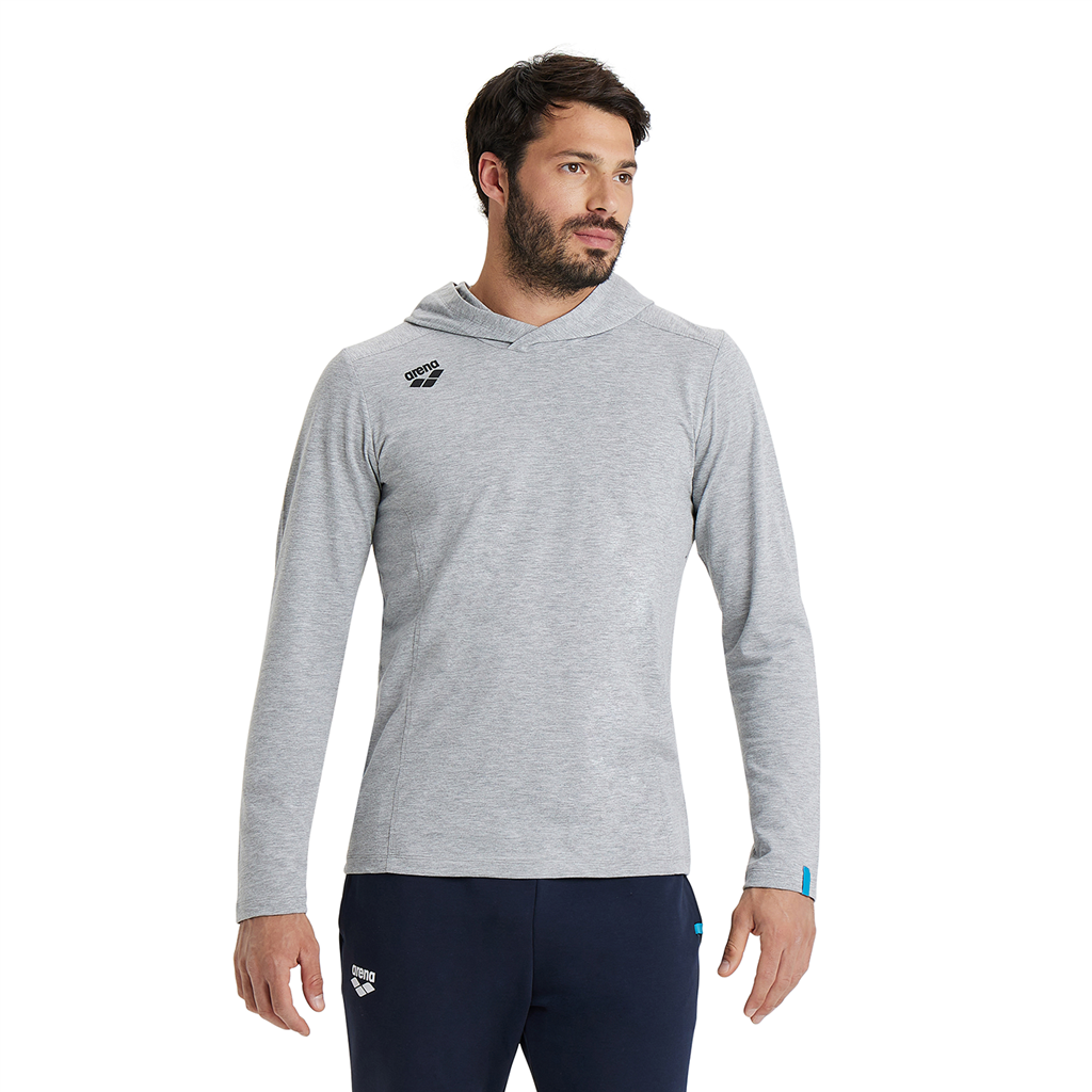 Arena Team Hooded Long Sleeve T-Shirt Panel in GRAU