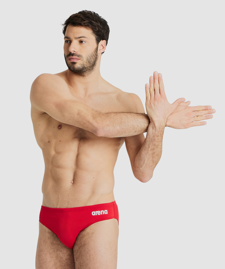 M Team Swim Briefs Solid Swim Slip red/white model_bild_brandshop