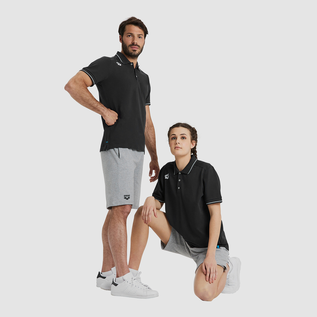 Arena Team Poloshirt Solid Cotton in SCHWARZ