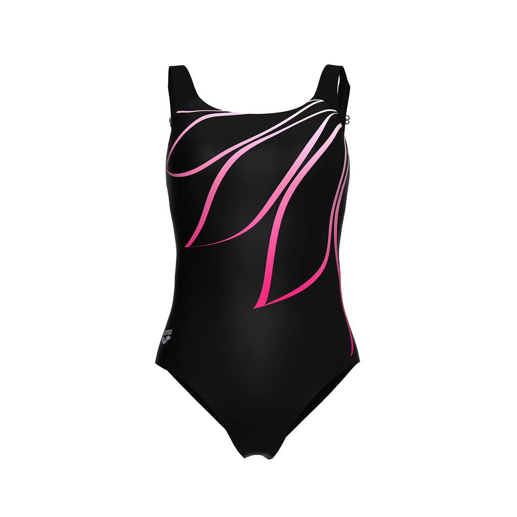 Arena W Arena Swimsuit Giorgia Squared Back C Cup Figurformender Badeanzug in SCHWARZ
