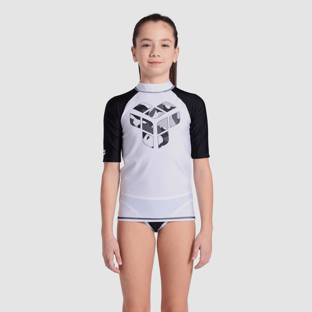 isex Jr Arena Rash Vest S/S Graphic UV Shirt white/black Hauptbild_brandshop