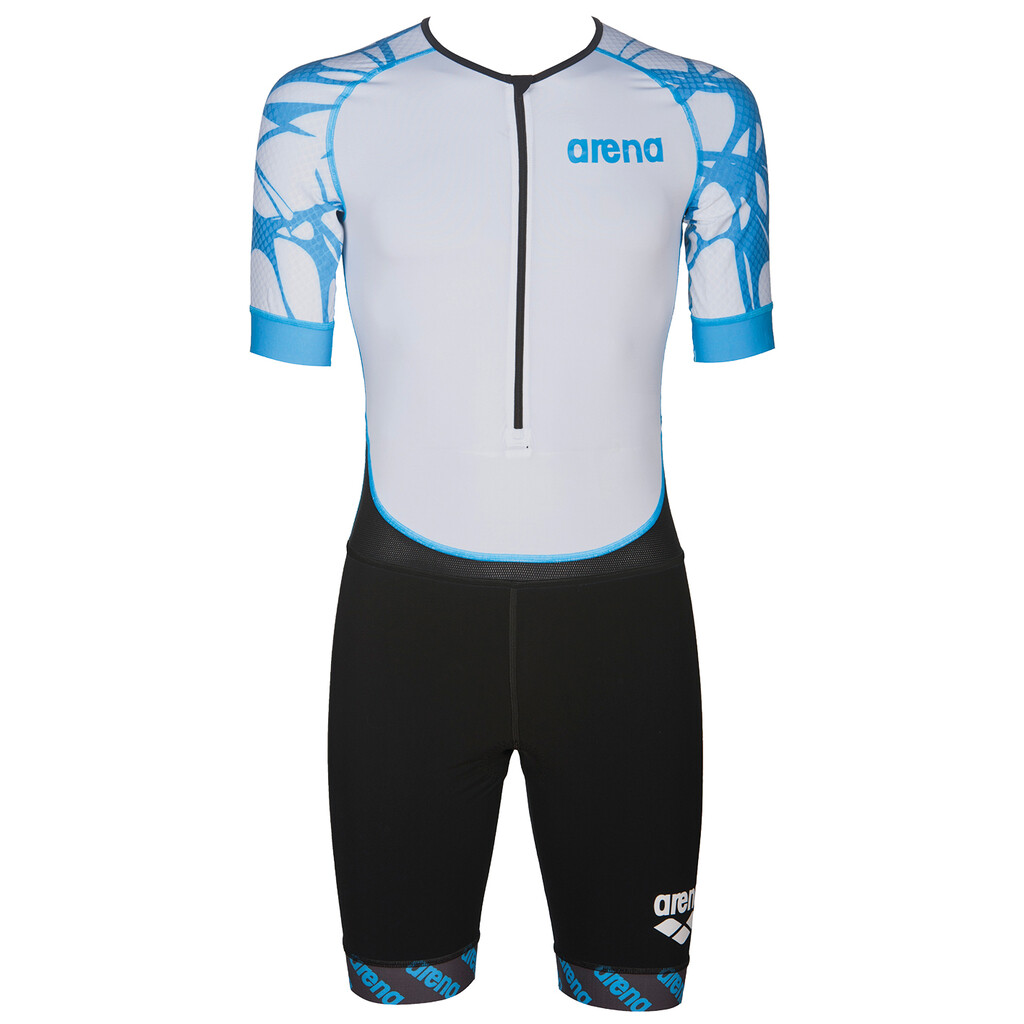 Arena - M Trisuit St Aero Front Zip - black/white/aqua blue