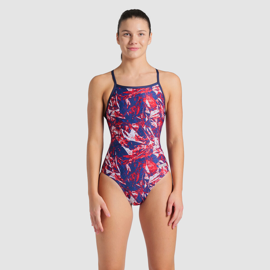 Arena - W Arena Team Crackle Swimsuit Lightdrop Back - navy/team redwhiteblue