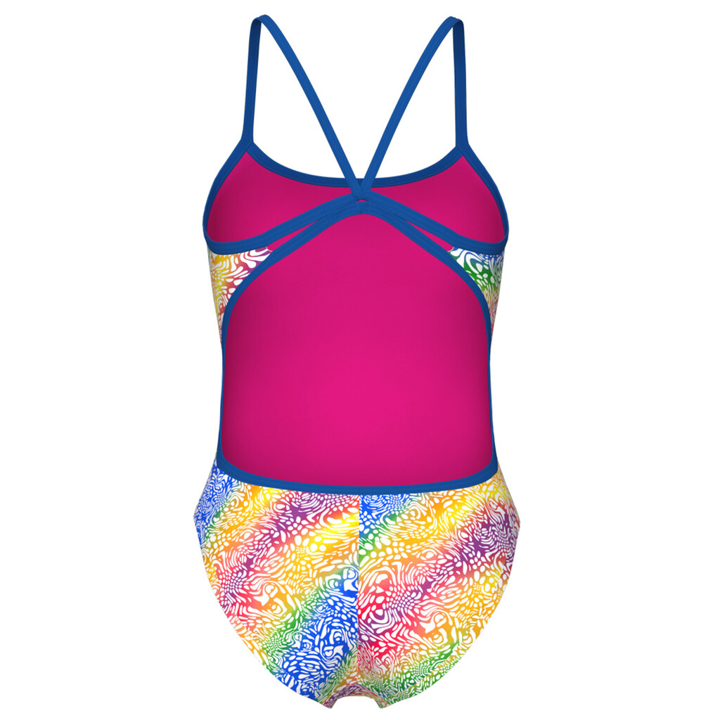 Arena - W Arena Swimsuit Lace Back Printed - royal/white multi