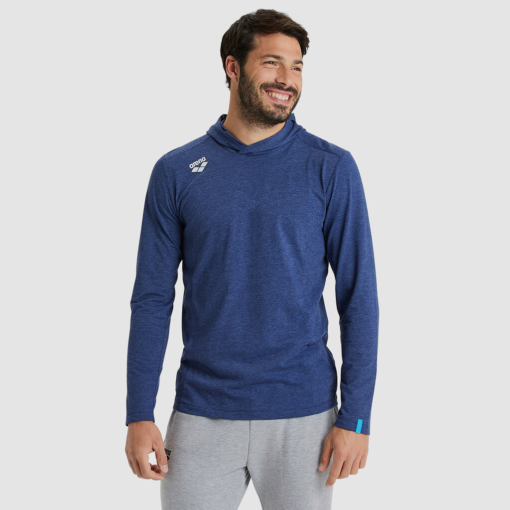 Arena - Team Hooded Long Sleeve T-Shirt Panel - navy heather