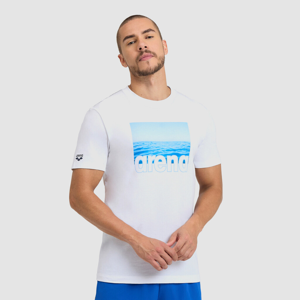 Arena - M T-Shirt Solid Cotton - white/sea