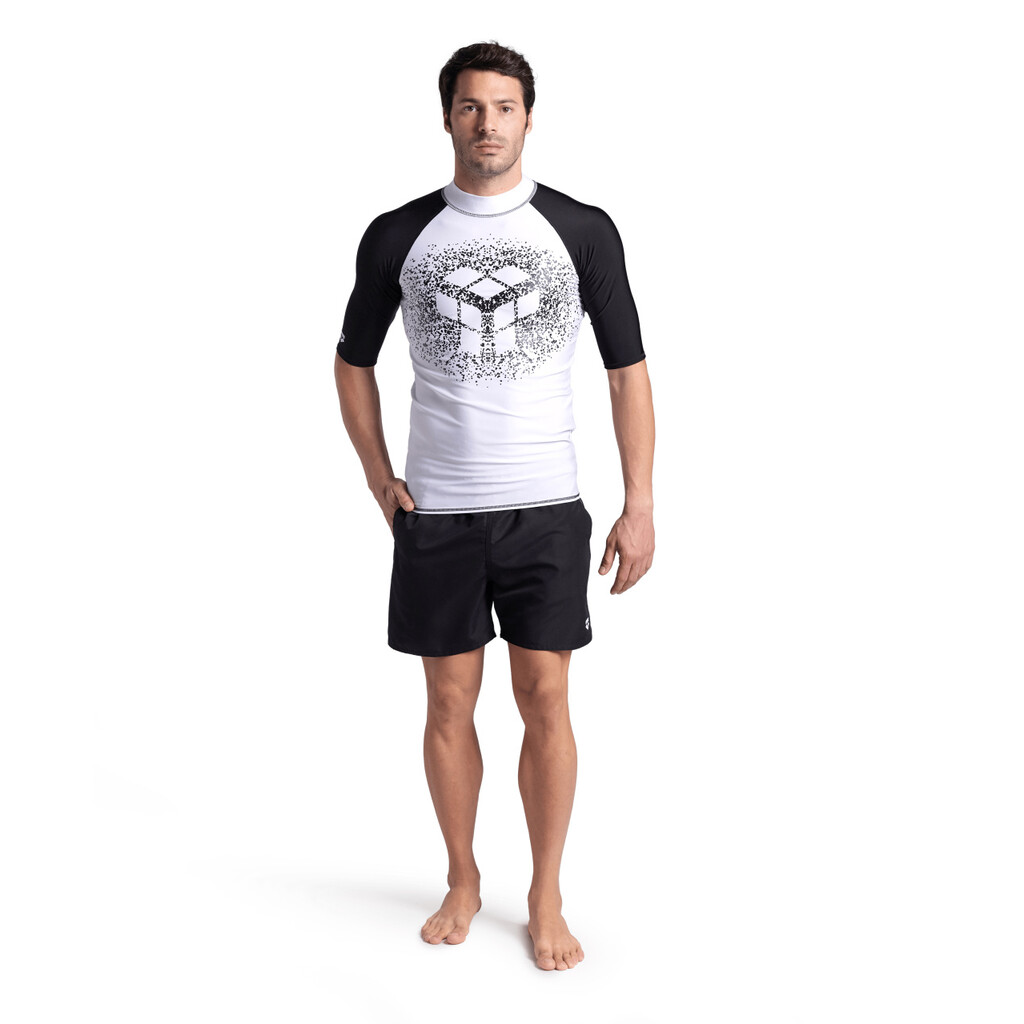 Arena - M Arena Rash Vest S/S Graphic - white/black