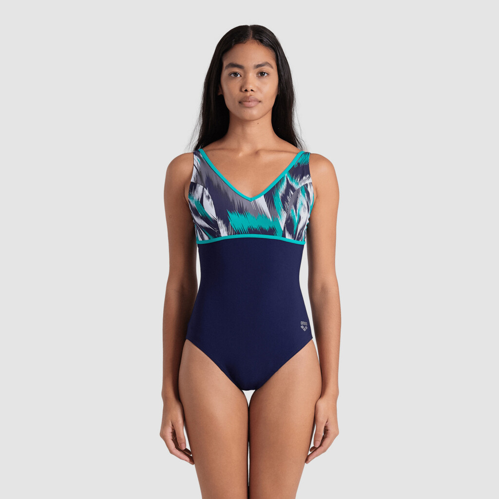 Arena - W Bodylift Swimsuit Jennifer Wing Back C Cup - navy multi/navy/bali green