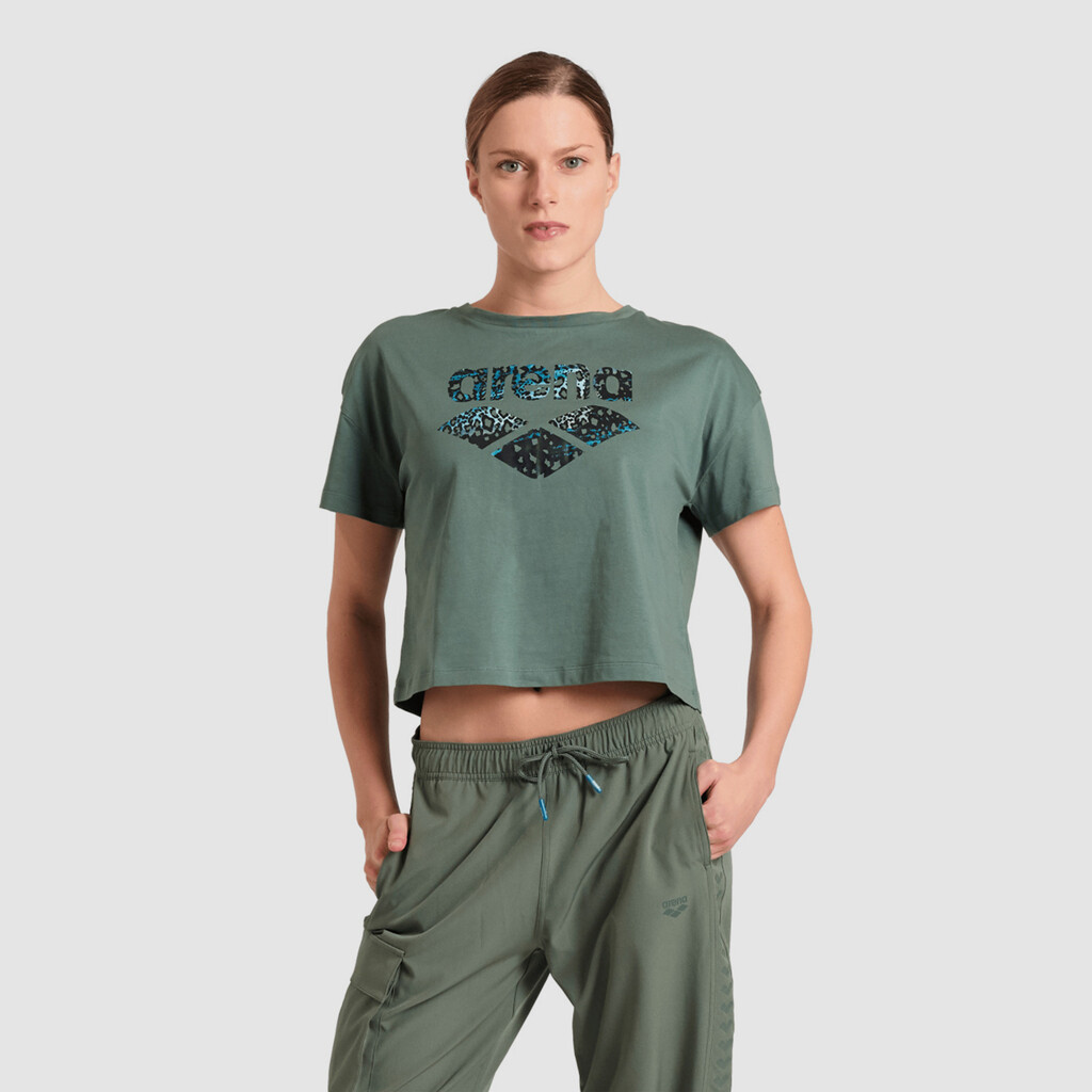 Arena - W Arena Crop Tee Printed - sage